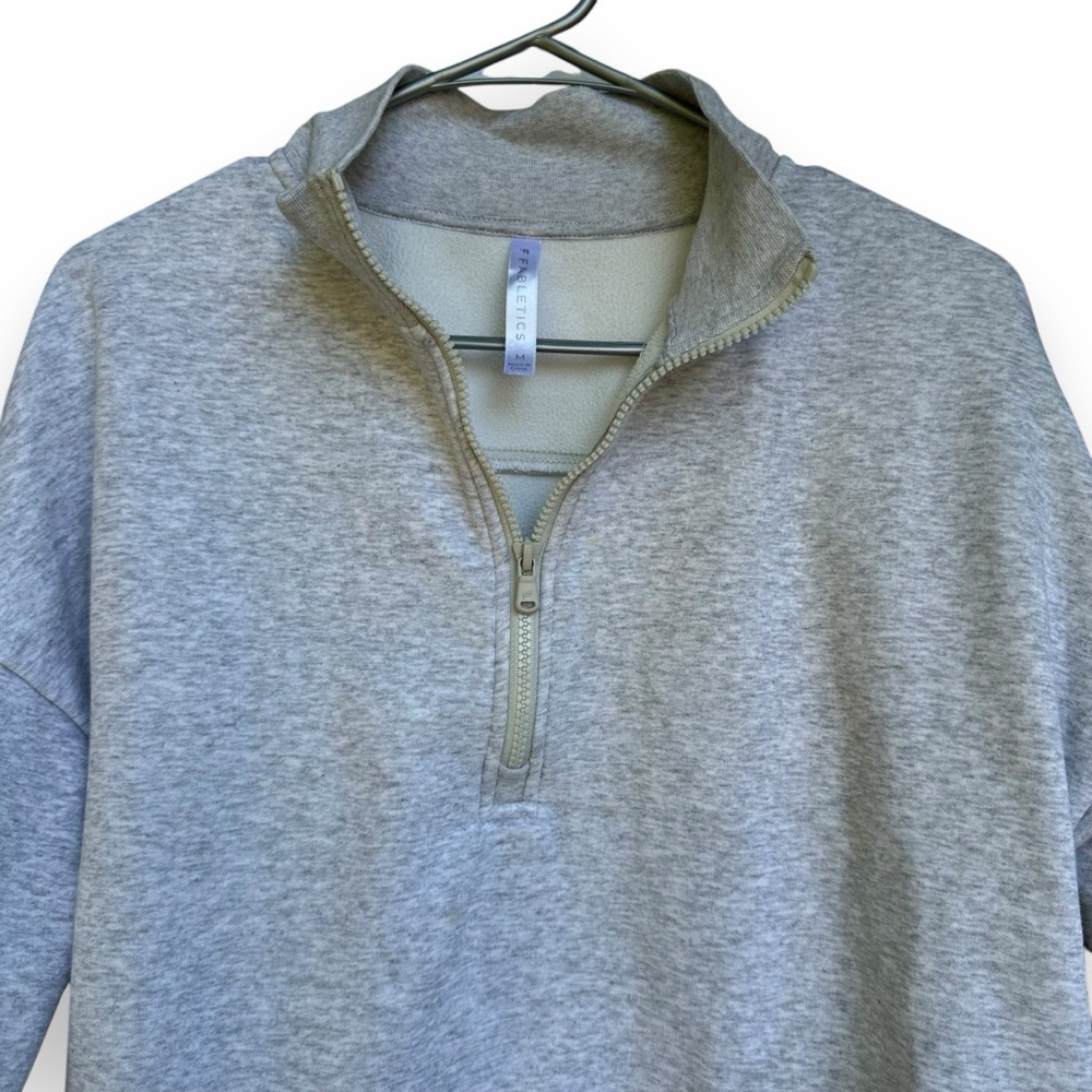 Fabletics Gray Quarter Zip Cropped Sweatshirt M - image 2